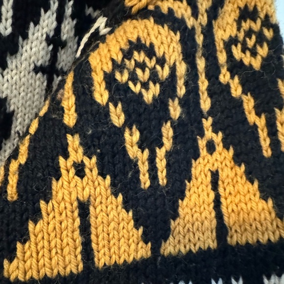 VTG 70’s Hand Knit Crochet Geometric Nordic Fair Isle Pullover Aztec Sweater Med - Picture 5 of 8